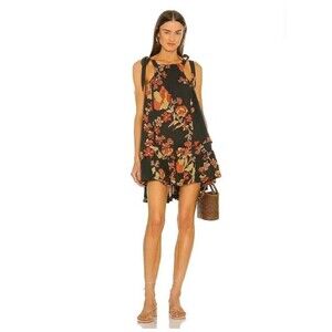Free People Fleur Printed Tunic in Twilight Combo Slub Cotton Mini Dress Sz S